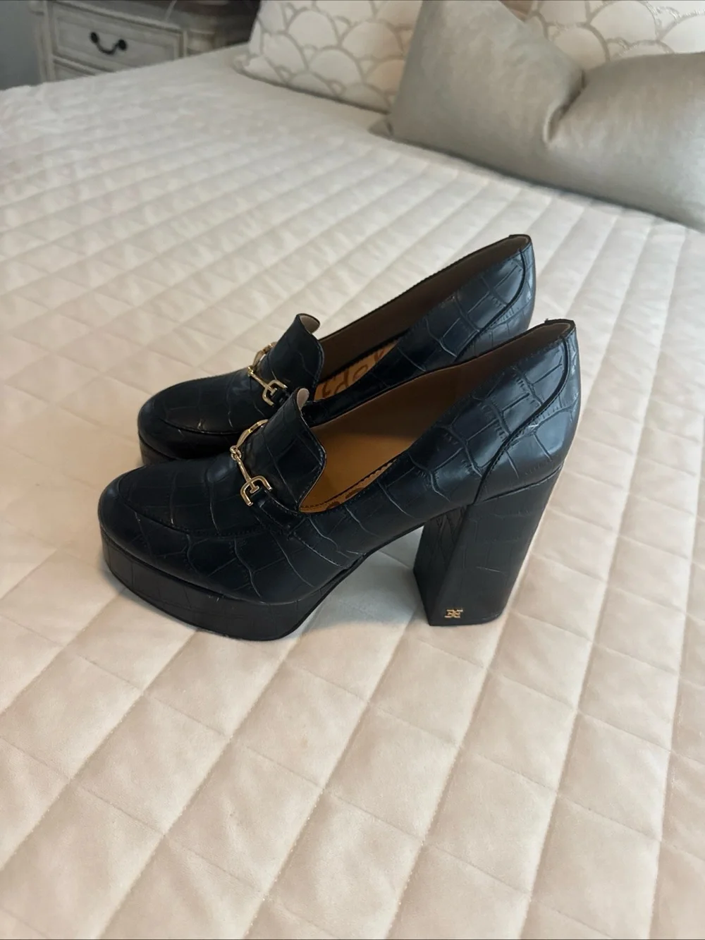 Sam Edelman Black Aretha Platform Loafer Pumps Boho Chic Women’s Size 8.5